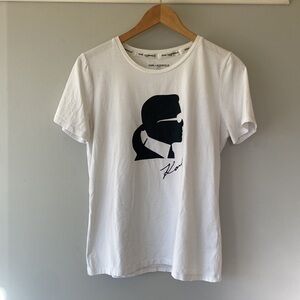 Karl Lagerfeld black and white classic graphic t-shirt women's size small